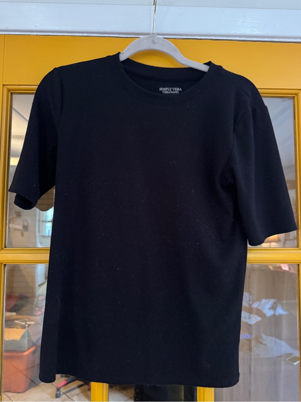 Simply Vera Vera Wang Black Ribbed Short-Sleeve Tee